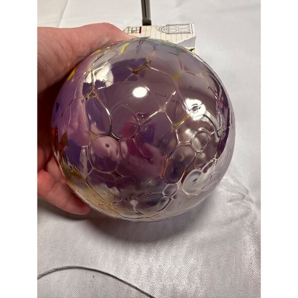 Joska purple mosaic hand blown Germany glass orb ornament Vtg with tag 14” - Picture 5 of 8